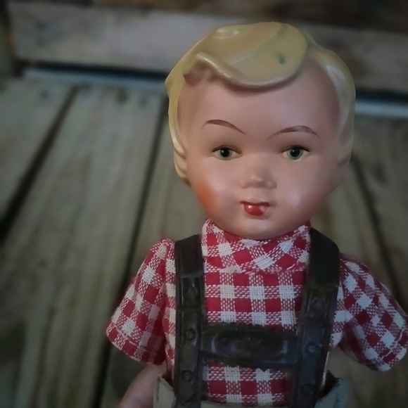 Vintage Celluloid Dancing German Boy Doll 1950s 50s Lederhosen - Picture 4 of 11